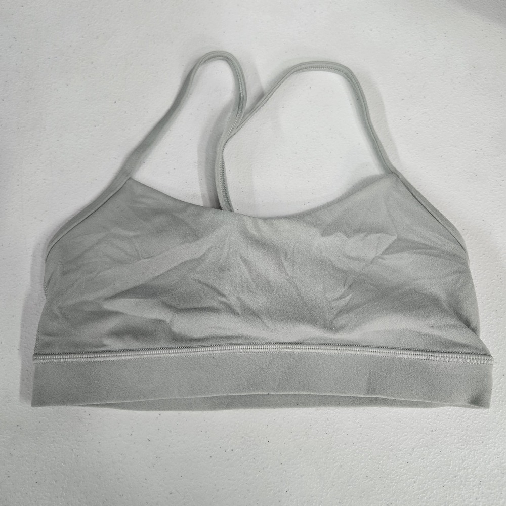 Lululemon Women Bra 4 Green Flow Y Bralette Wireless Knit Spaghetti